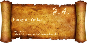 Henger Antal névjegykártya